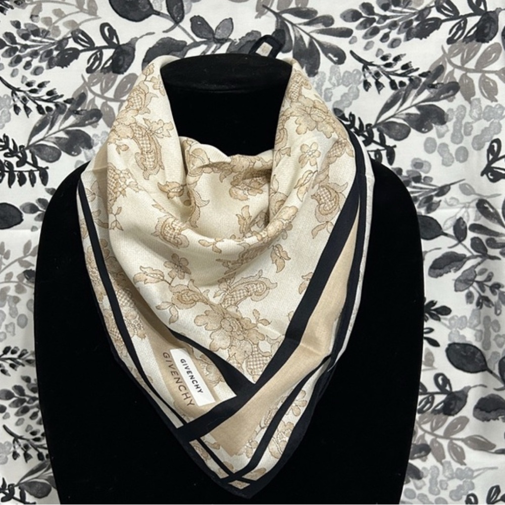 Givenchy Floral Beige and Black Handkerchief